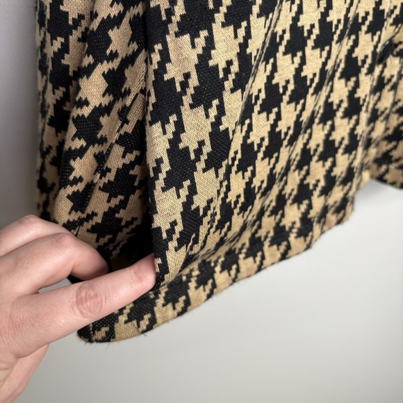 Susan Graver Womens Blazer Jacket Large Beige Black Houndstooth Button Mature - Picture 6 of 10